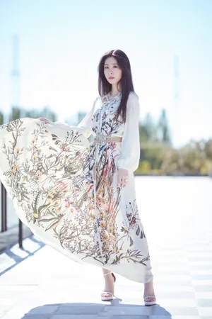张碧晨印花礼裙优雅写真图片_1