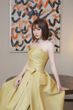 柳岩短发抹胸裙性感写真图片_1
