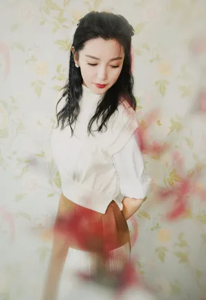 李冰冰米色衬衫温柔闲适写真图片