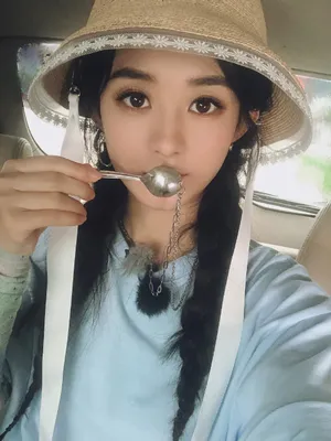 赵丽颖麻花辫造型自拍照图片_2