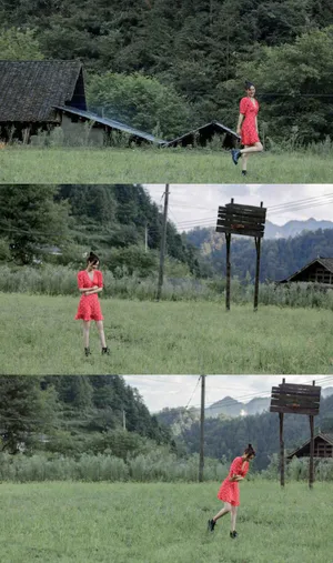 袁姗姗波点裙乡村写真图片_8