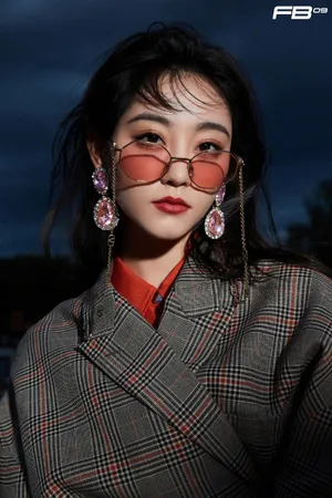 祝绪丹格纹西装亮眼写真图片_2