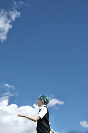 成果蓝发短裙草原写真图片_3