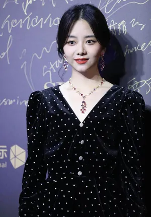 谭松韵黑色镶钻丝绒裙复古华贵现场照图片