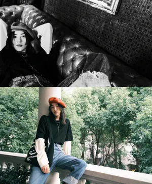 刘雯初秋贝雷帽牛仔裤灵动可爱写真图片_5