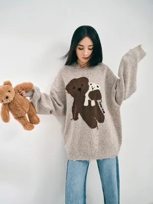杨幂泰迪熊毛衣慵懒私服写真图片_2