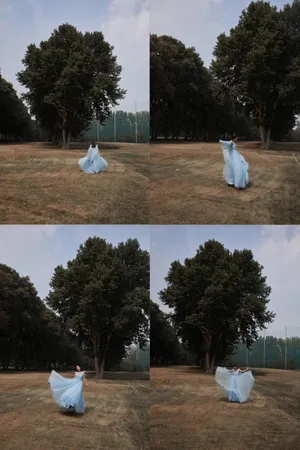 佟丽娅水雾蓝星光裙优雅写真图片_4