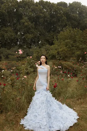 佟丽娅折纱鱼尾裙优雅写真图片_2