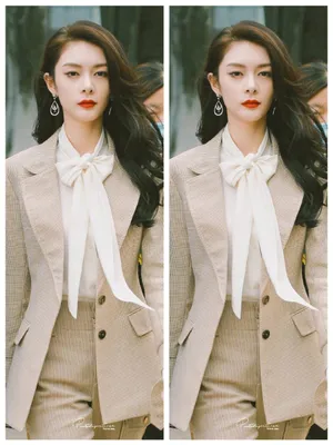 傅菁卷发红唇冷艳写真图片_1