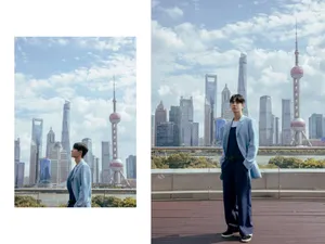 王一博蓝色西装帅气有型写真_1