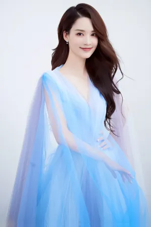 李沁蓝色纱裙性感写真图片_2