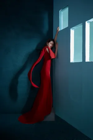 李沁靓丽红裙性感图片写真_3