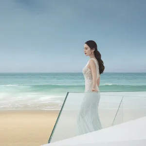 迪丽热巴飘纱鱼尾长裙唯美图片_2