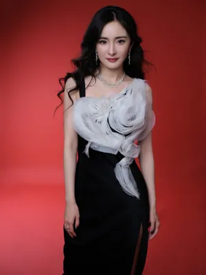 杨幂黑白拼接礼裙优雅写真图片_4