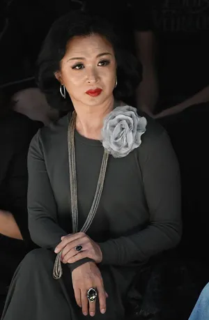 金星灰裙红唇时髦优雅美照图片_1