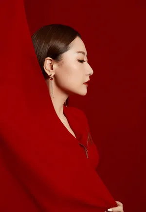 白冰红裙性感美艳写真图片