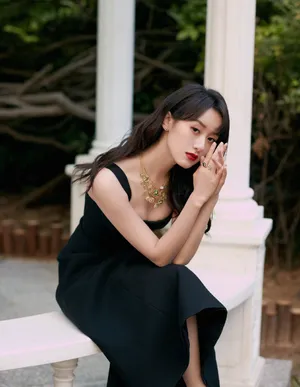 袁冰妍黑色连衣裙性感写真图片_4