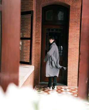 吴磊灰色大衣帅气写真图片