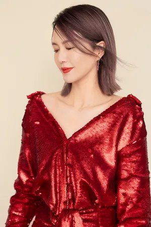 谭维维亮片红裙性感写真图片_4