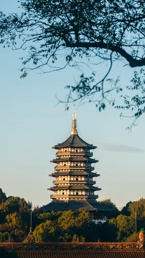 净慈禅寺落日唯美摄影