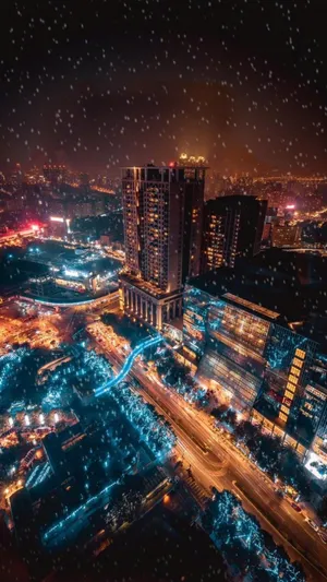 绚丽多彩的繁华城市夜景