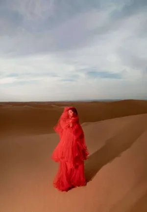 赵奕欢红纱裙性感沙漠写真图片_7