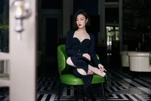 倪妮红唇短发性感写真图片_2