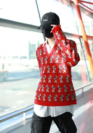 何昶希小猪毛衣少男心可爱机场照图片_1