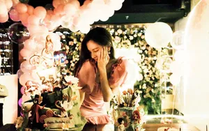 宋妍霏生日派对粉裙梦幻甜美美照图片_8