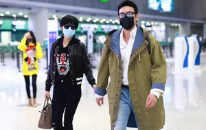 陆毅鲍蕾相伴恩爱牵手机场照图片