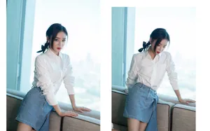 袁姗姗不对称星星耳饰写真图片