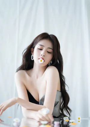白鹿银黑拼接裙写真图片