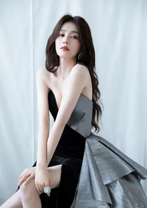 白鹿银黑拼接裙写真图片_5
