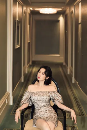 陈小纭闪银珠片刺绣裙写真图片_1