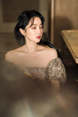 陈小纭闪银珠片刺绣裙写真图片_2