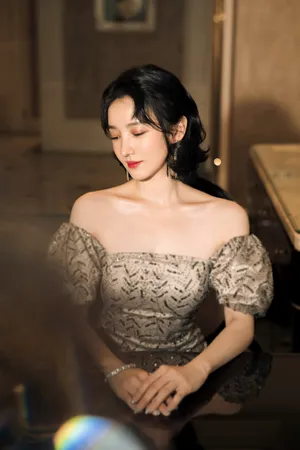 陈小纭闪银珠片刺绣裙写真图片_5
