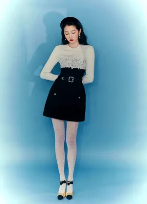 关晓彤黑白裙白丝性感撩人写真图片_3