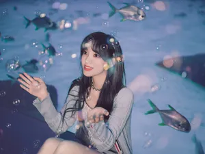 程潇海洋馆甜美清新写真图片_8