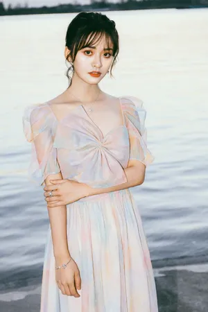 沈月彩色渐变裙清新写真图片_3