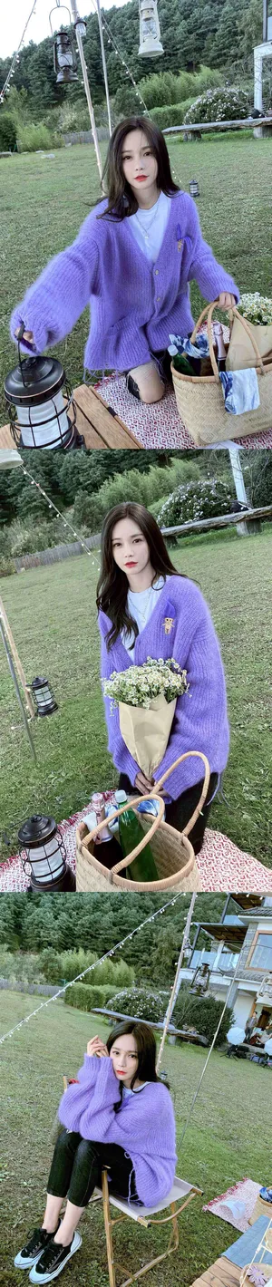 沈梦辰紫色毛衣甜美可爱美照图片_1