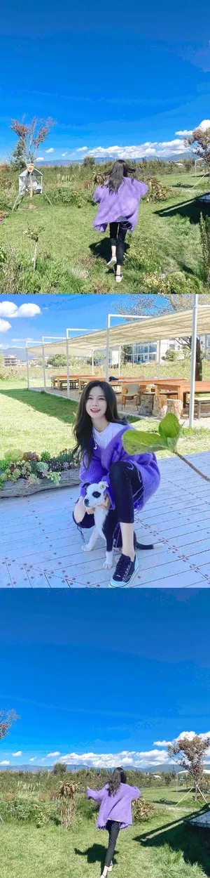 沈梦辰紫色毛衣甜美可爱美照图片_1