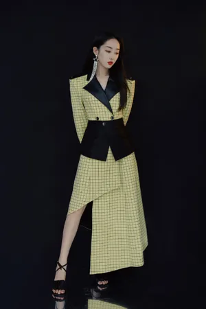 蒋梦婕格纹裙性感摩登写真图片_4
