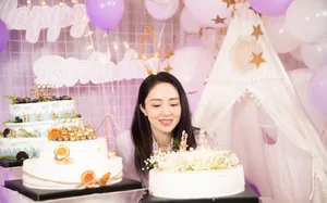 董璇淡紫长裙柔美可爱美照图片_2