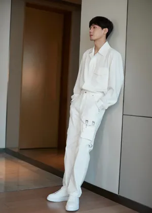 白宇白色工装服帅气写真图片_2