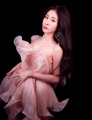 张碧晨薄纱花朵礼裙写真图片_7