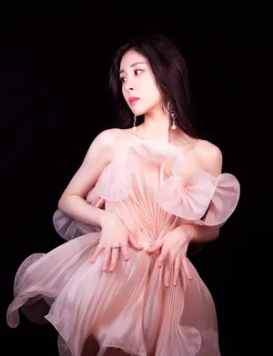 张碧晨薄纱花朵礼裙写真图片_8