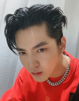 吴亦凡黑t短袖帅气庆生帅照图片