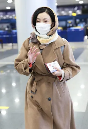 陶虹裹头巾低调美丽机场照图片_2