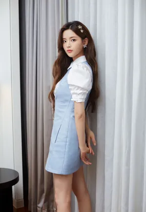 杨超越泡泡袖衬衫清新性感写真_2