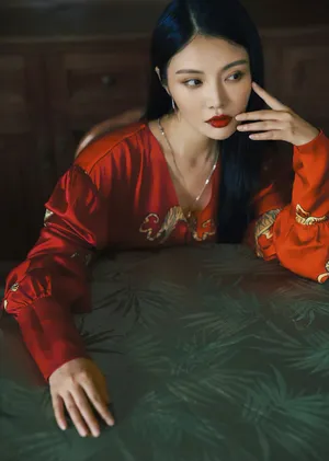 徐冬冬黑长直造型古典性感写真
